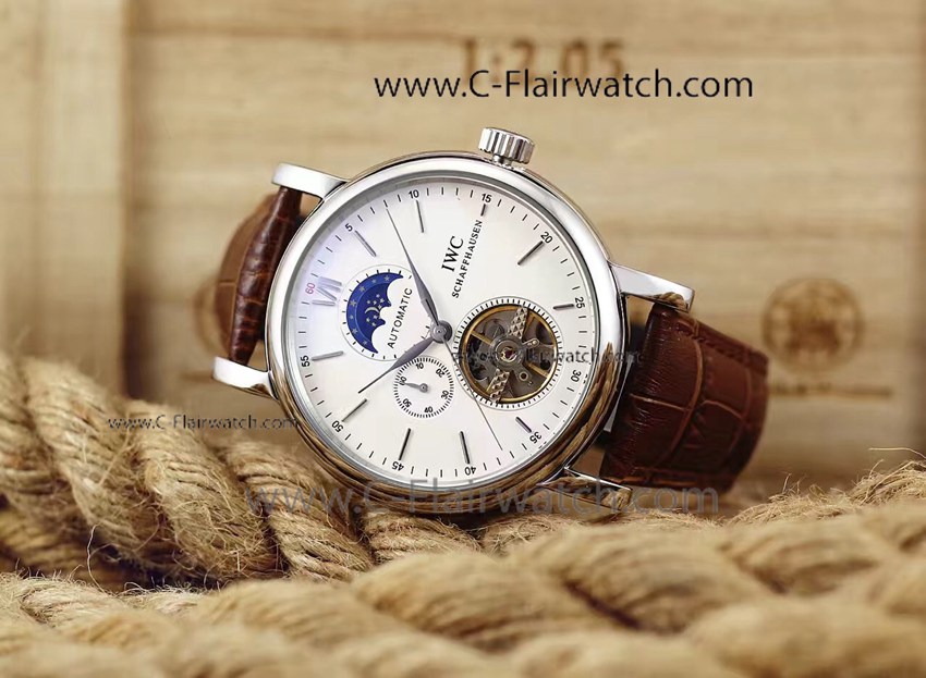 IWC Portofino Moon phase Replica Watch SS Case White Face